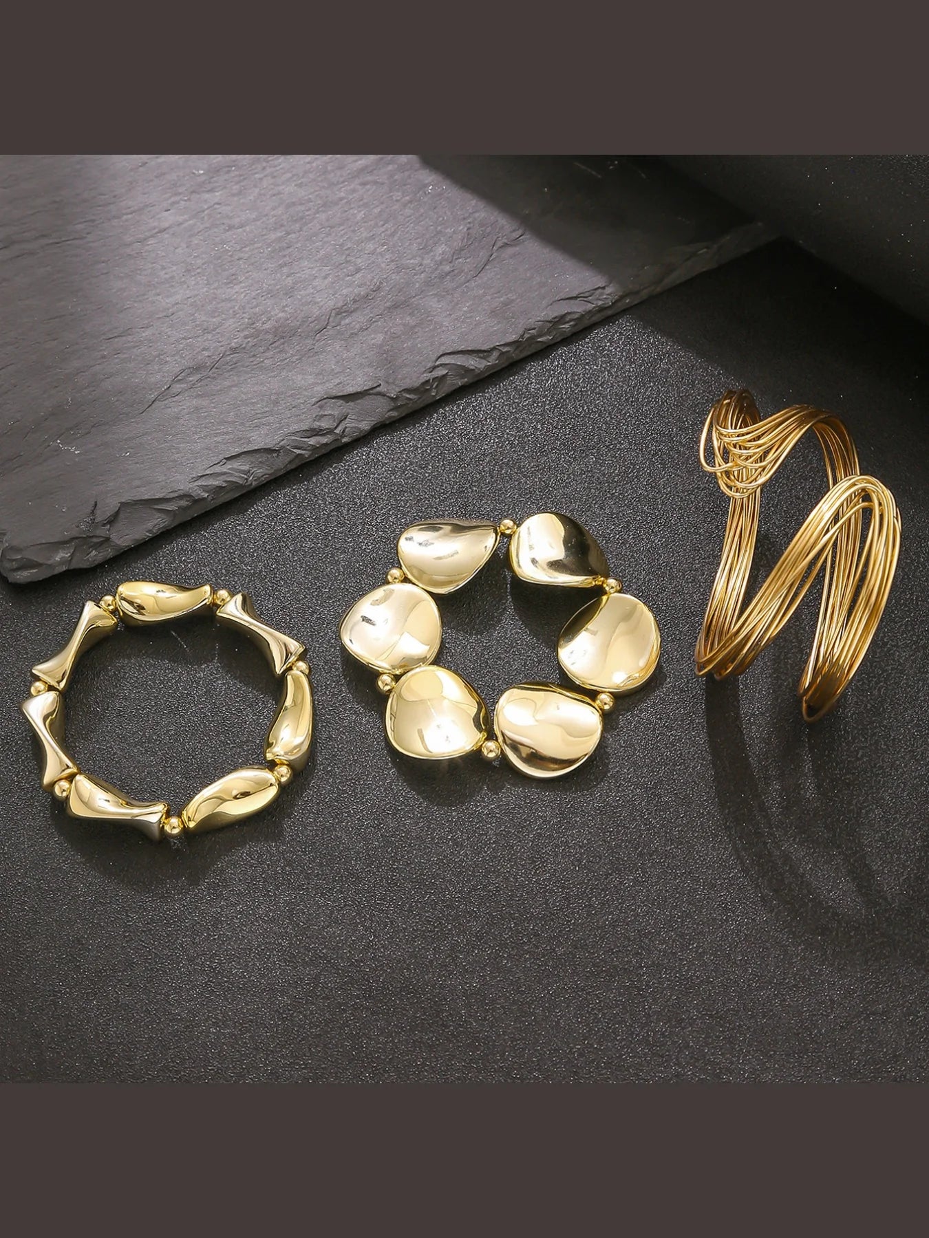 Geometric Twisted Organic Cuff Bracelet Set - VEYAROSE
