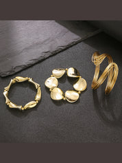Geometric Twisted Organic Cuff Bracelet Set - VEYAROSE
