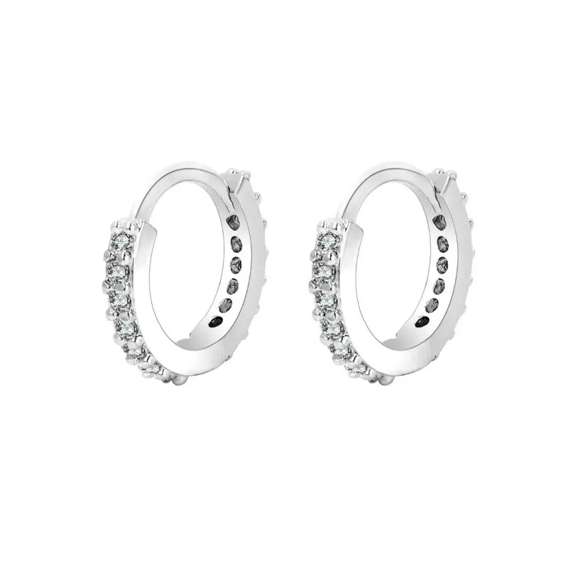 CZ Crystal Hoop Huggie Earrings Set - VEYAROSE