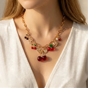 Heart Cherry Strawberry Choker Necklace - VEYAROSE
