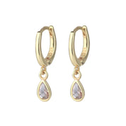 CZ Crystal Hoop Huggie Earrings - VEYAROSE