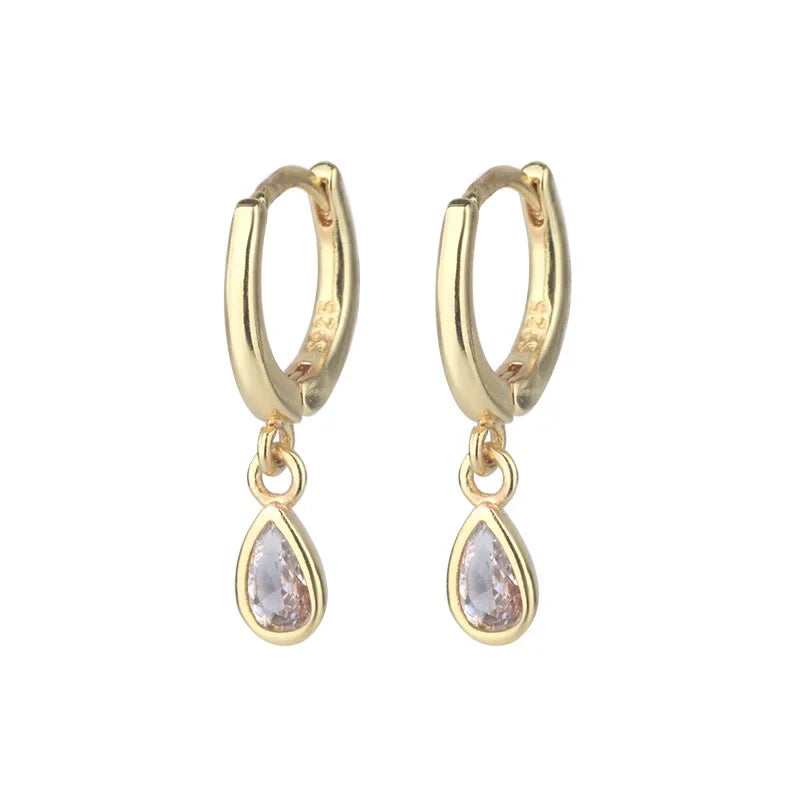 CZ Crystal Hoop Huggie Earrings - VEYAROSE