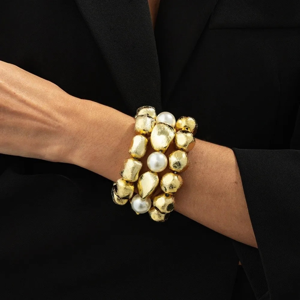 Beaded Resin Organic Bangle Bracelet Set - VEYAROSE