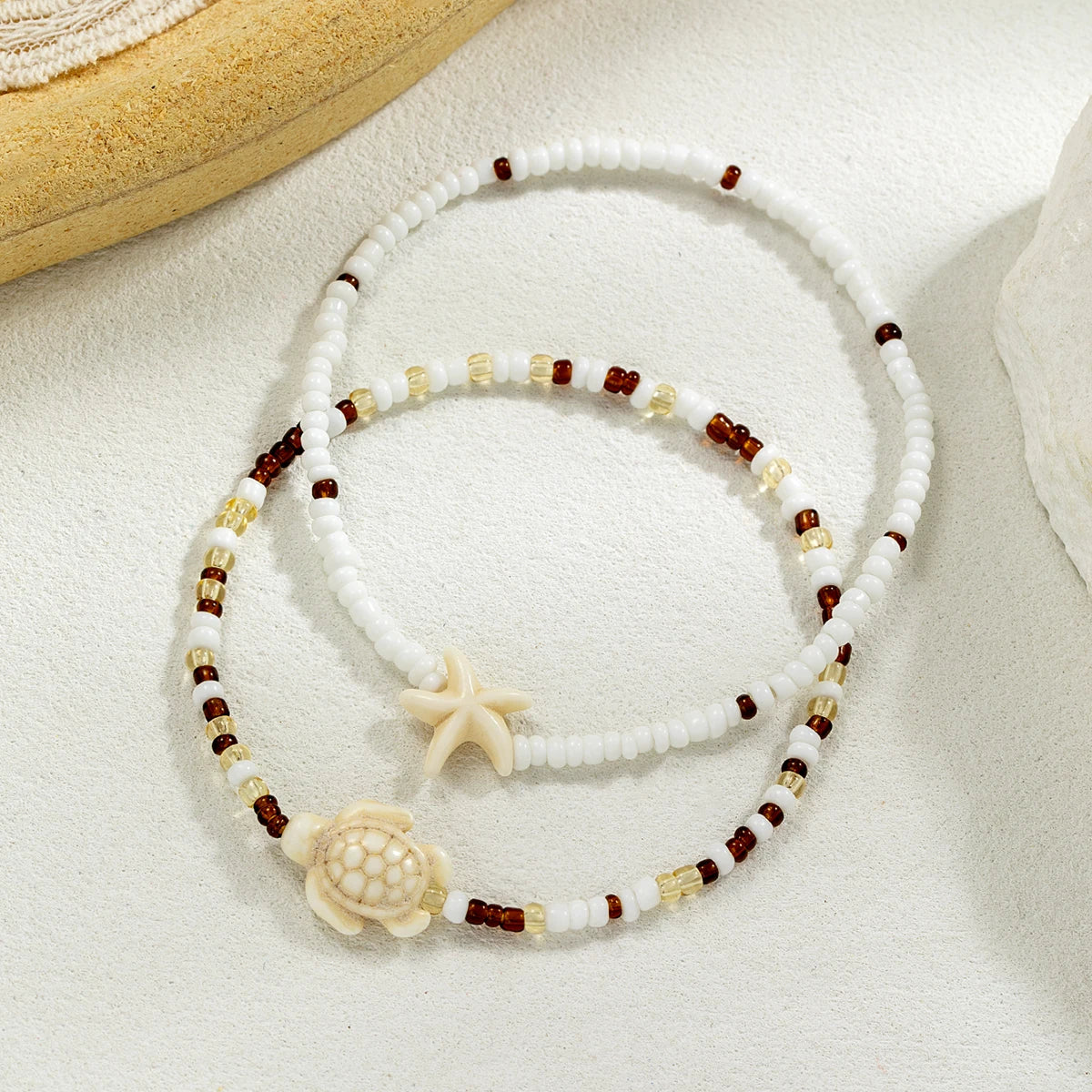 Starfish Turquoise Beaded Anklet - VEYAROSE