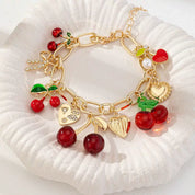 Heart Cherry Bow Bangle Bracelet - VEYAROSE