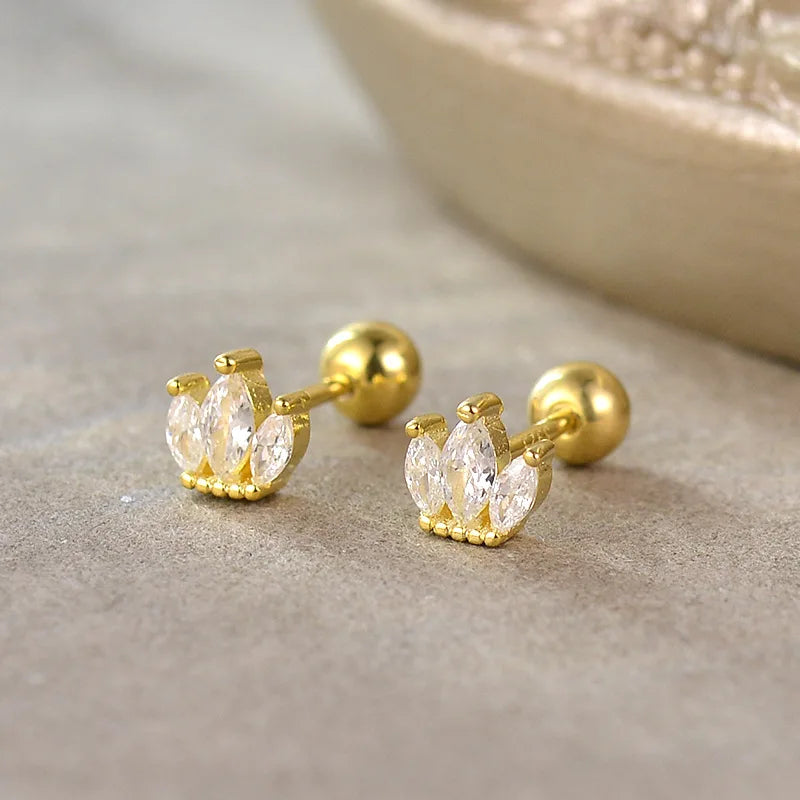 CZ Crystal Hoop Huggie Earrings - VEYAROSE