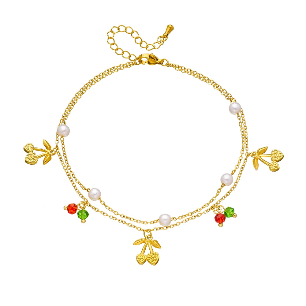 Pearl Cherry Anklet - VEYAROSE