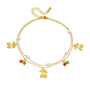 Pearl Cherry Anklet - VEYAROSE