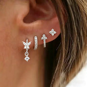 Crystal Flower Hoop Earrings Set - VEYAROSE