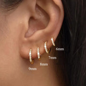 CZ Crystal Hoop Huggie Earrings Set - VEYAROSE