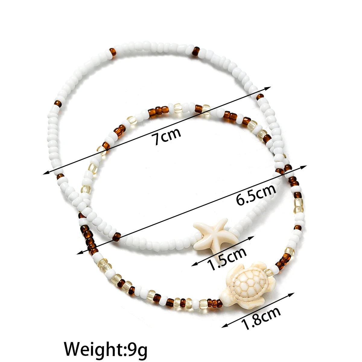 Starfish Turquoise Beaded Anklet - VEYAROSE