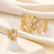 Flower Butterfly Ring Set - VEYAROSE