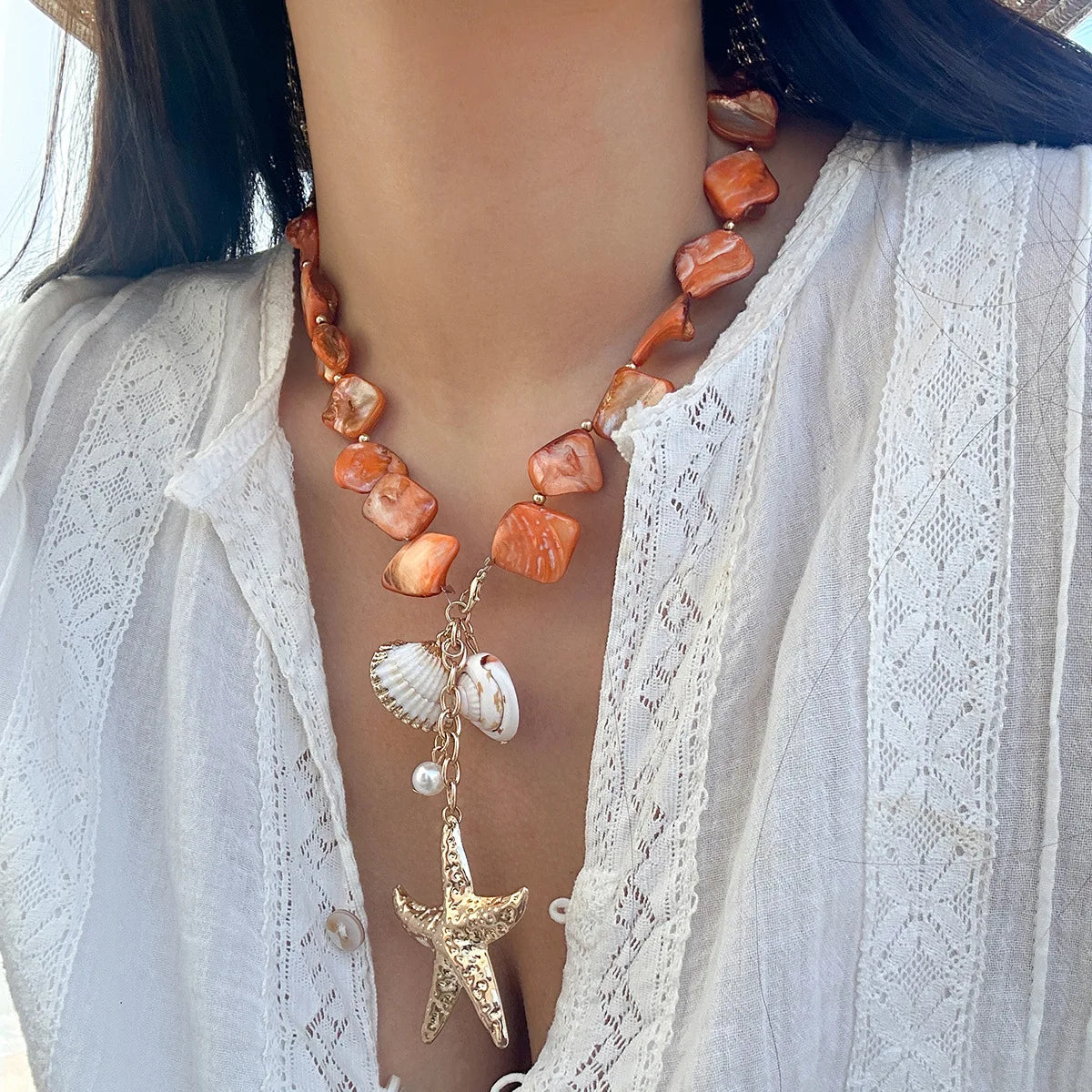 Shell Starfish Conch Necklace - VEYAROSE