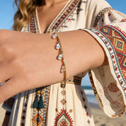 CZ Tassel Drop Bangle Bracelet - VEYAROSE