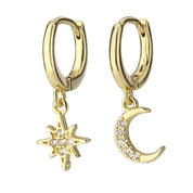CZ Crystal Hoop Huggie Earrings - VEYAROSE