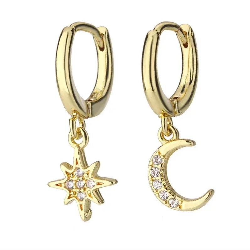 CZ Crystal Hoop Huggie Earrings - VEYAROSE