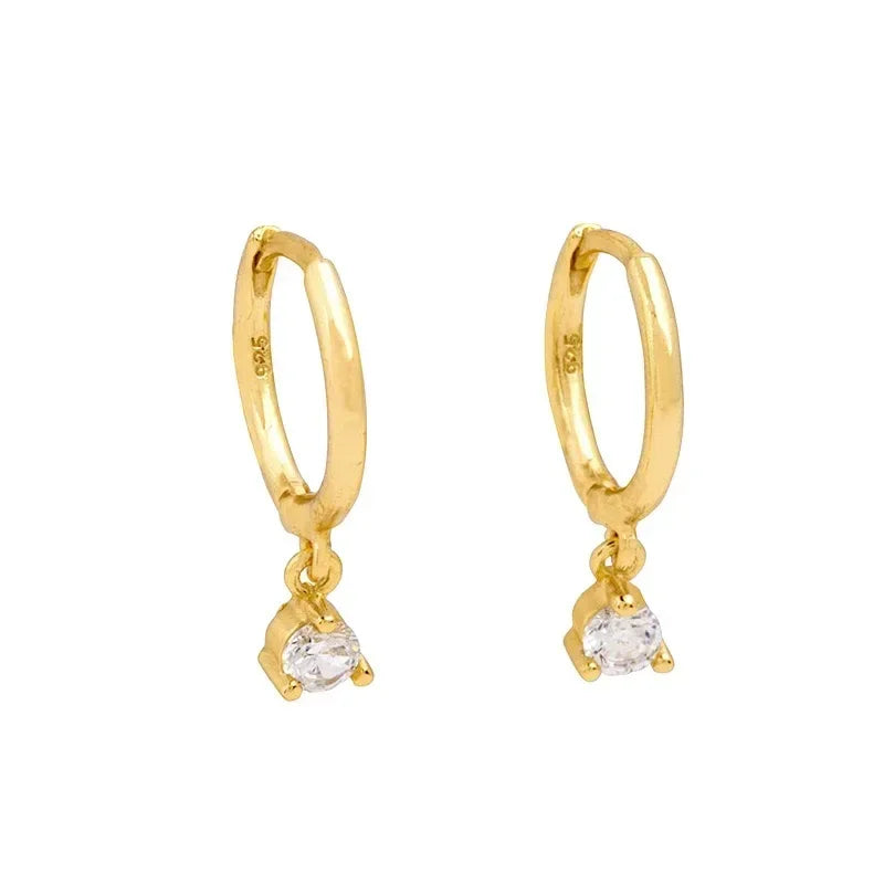 CZ Crystal Hoop Huggie Earrings - VEYAROSE