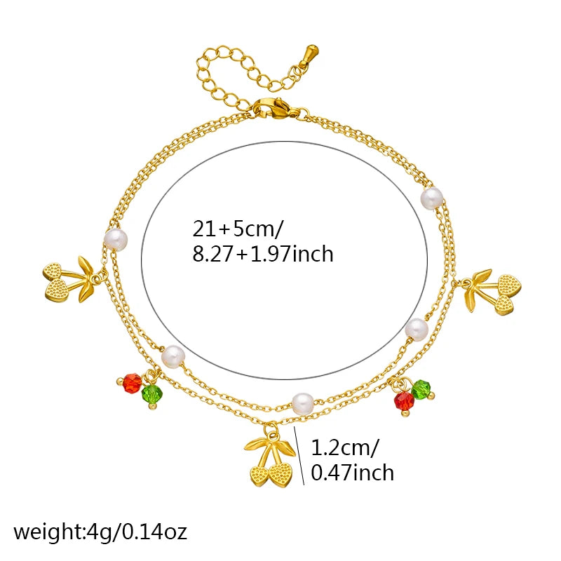 Pearl Cherry Anklet - VEYAROSE