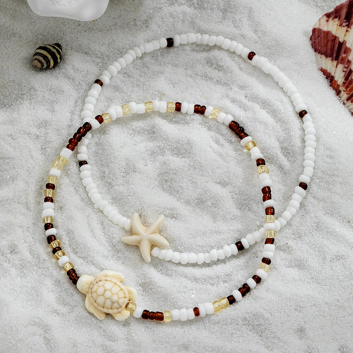 Starfish Turquoise Beaded Anklet - VEYAROSE