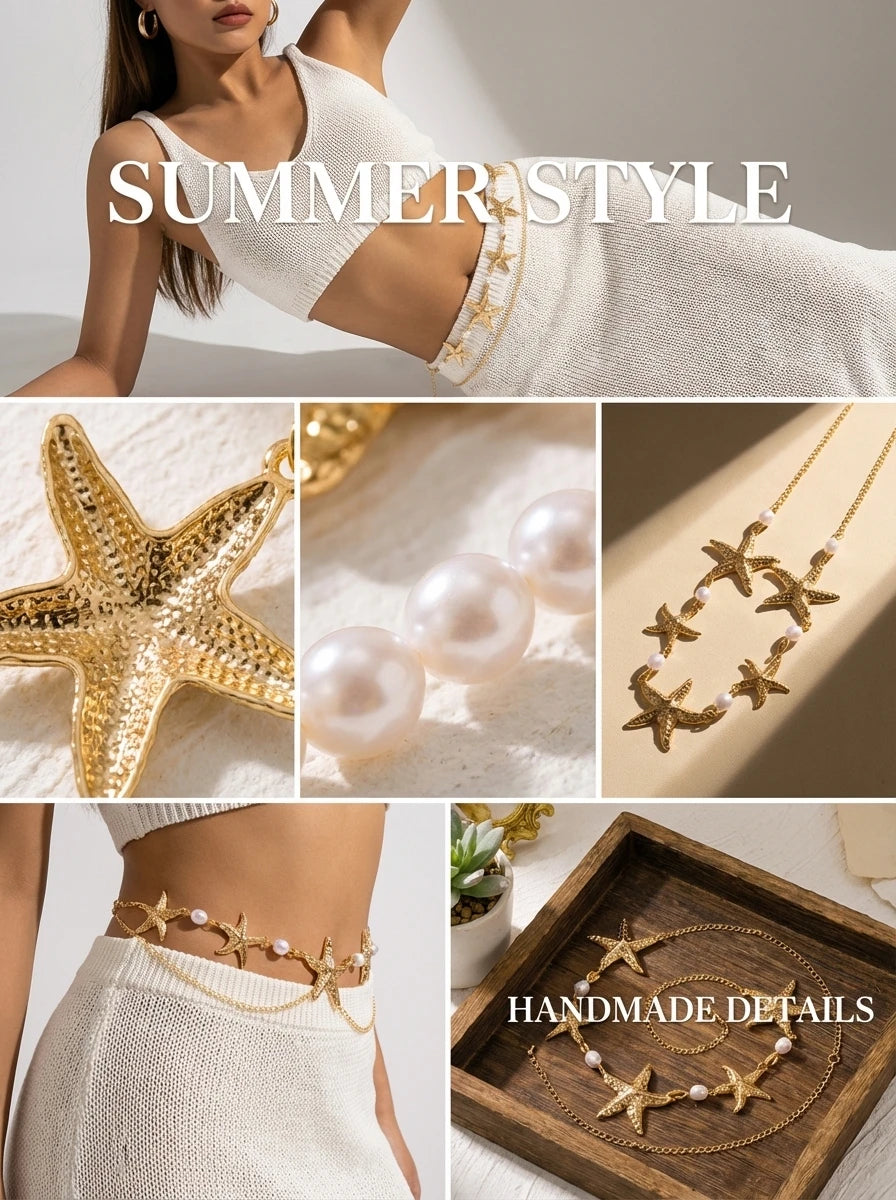 Pearl Starfish Body Chain - VEYAROSE