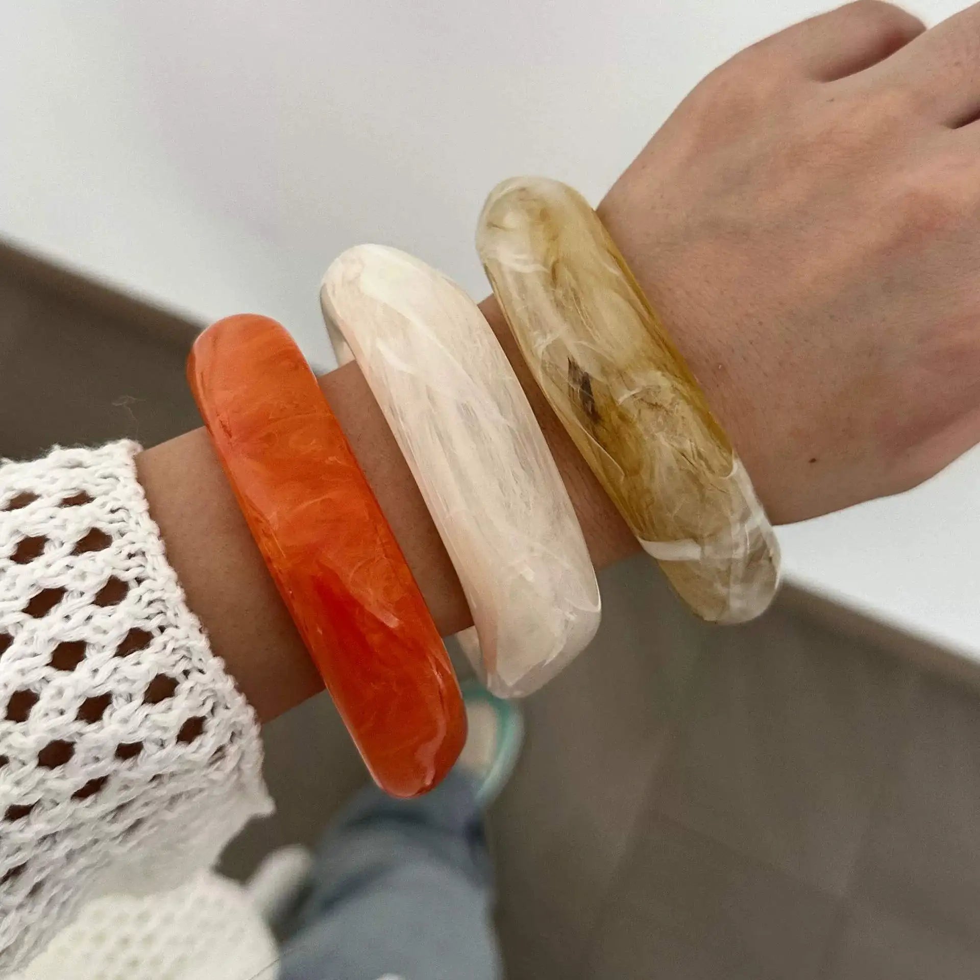 Resin Acrylic Geometric Cuff Bracelet - VEYAROSE