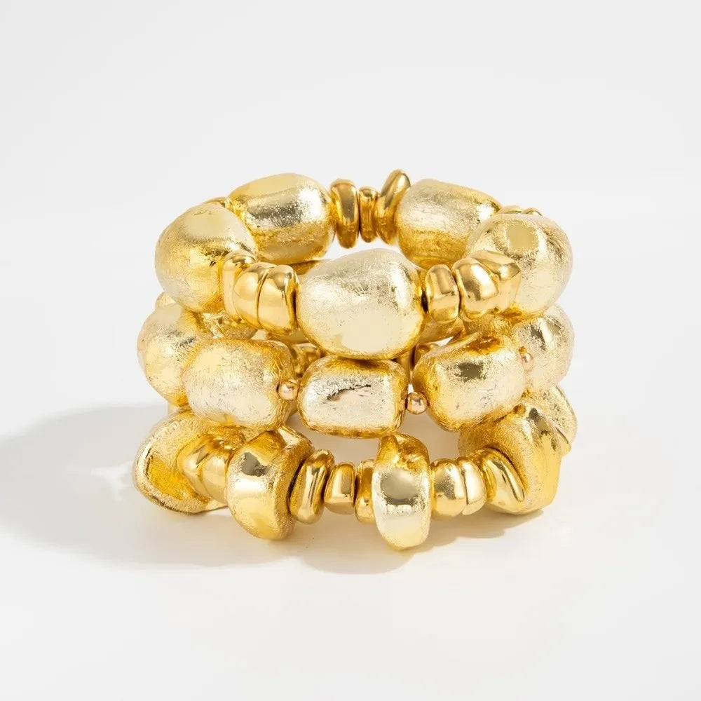 Beaded Resin Organic Bangle Bracelet Set - VEYAROSE