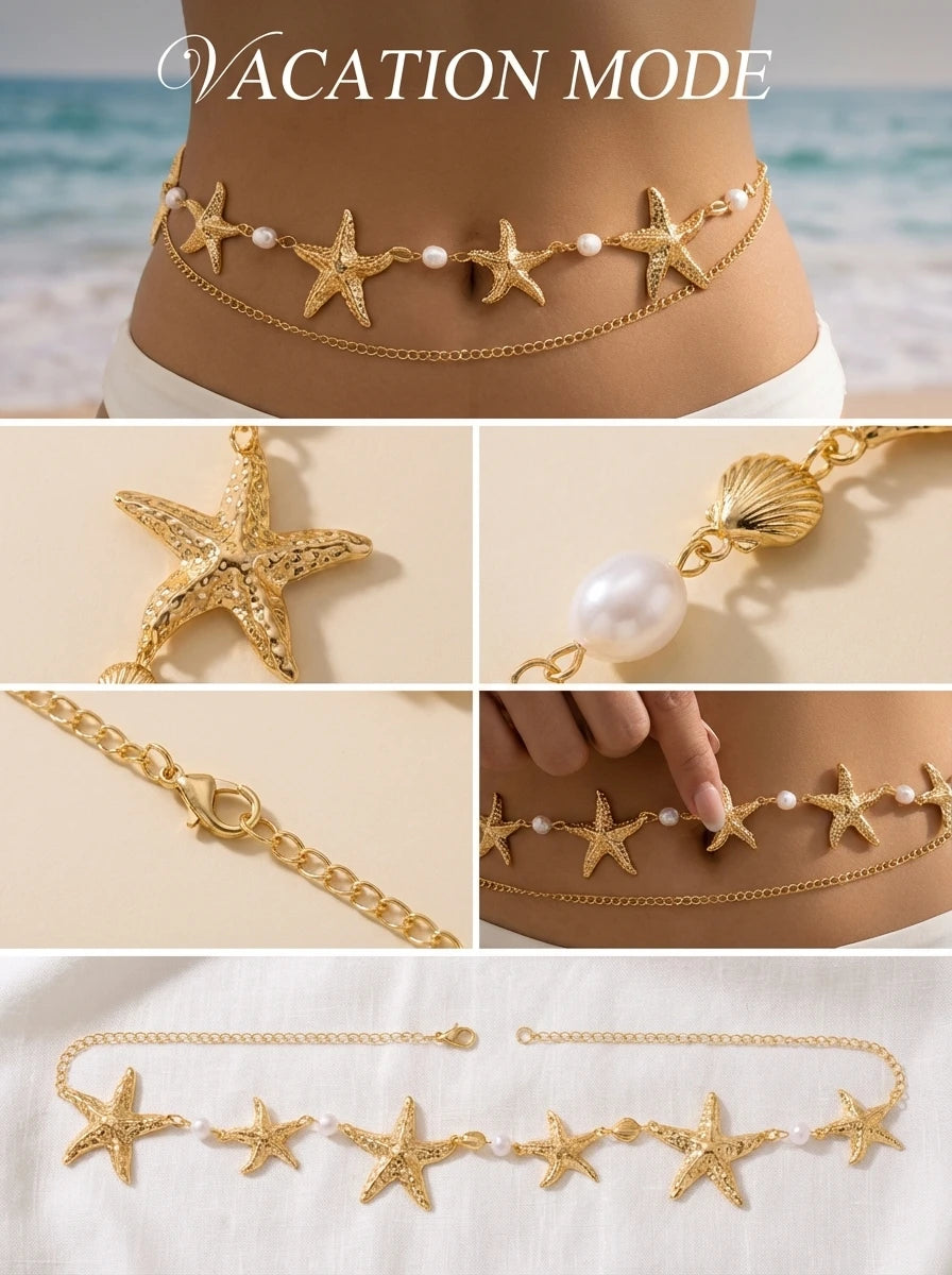 Pearl Starfish Body Chain - VEYAROSE