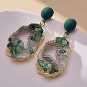 Emerald Organic Drop Earrings - VEYAROSE