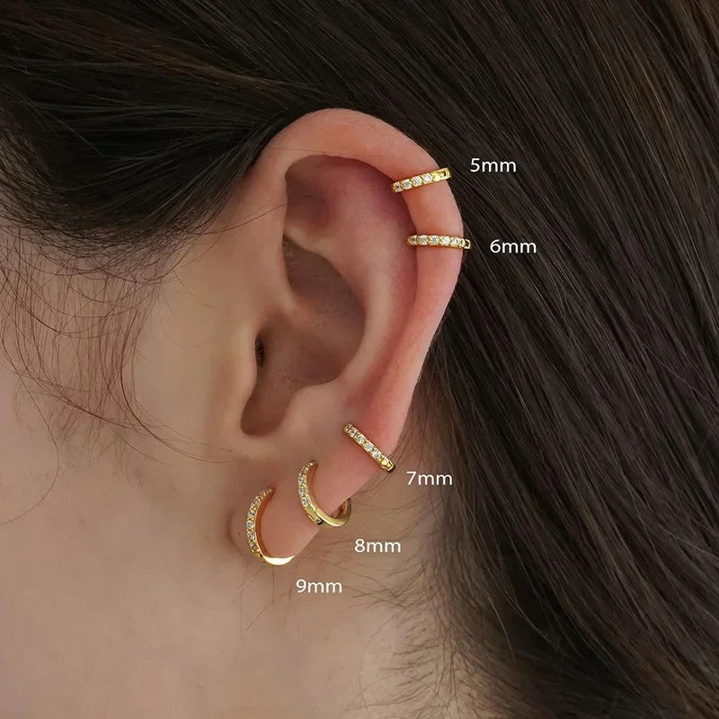 CZ Crystal Hoop Huggie Earrings Set - VEYAROSE