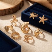 Pearl Starfish Conch Ring Set - VEYAROSE