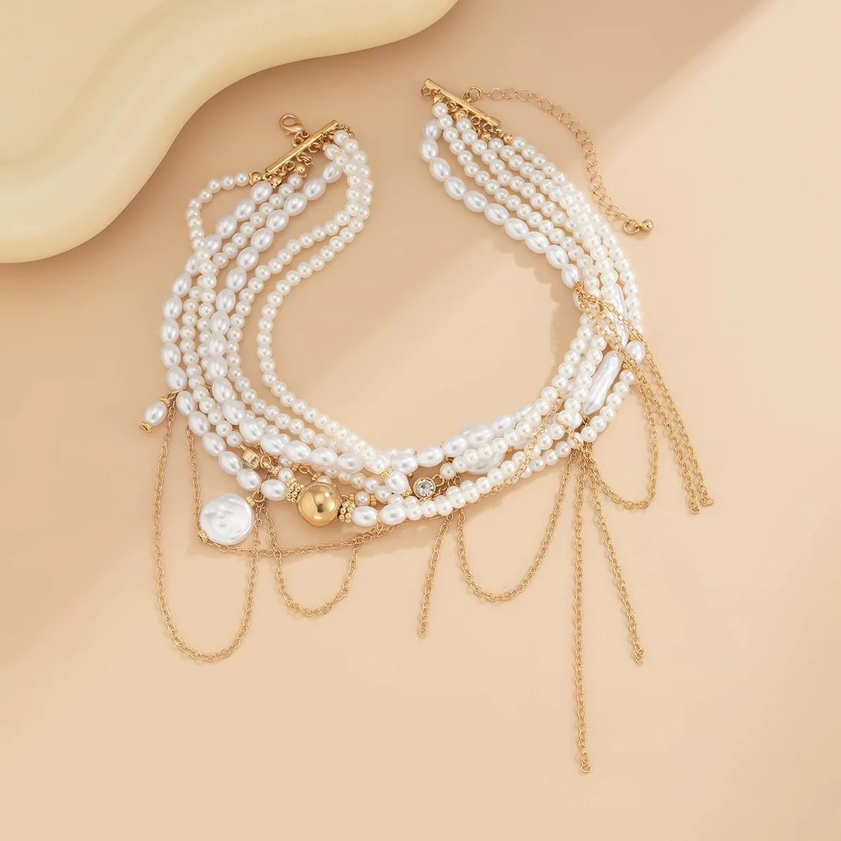 Pearl Beaded Tassel Necklace - VEYAROSE