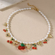 Heart Cherry Bow Bangle Bracelet - VEYAROSE