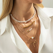Pearl Baroque Bow Necklace - VEYAROSE