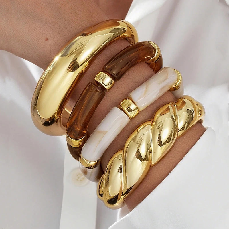 Resin Bangle Bracelet Set - VEYAROSE