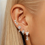 Flower Hoop Huggie Earrings Set - VEYAROSE