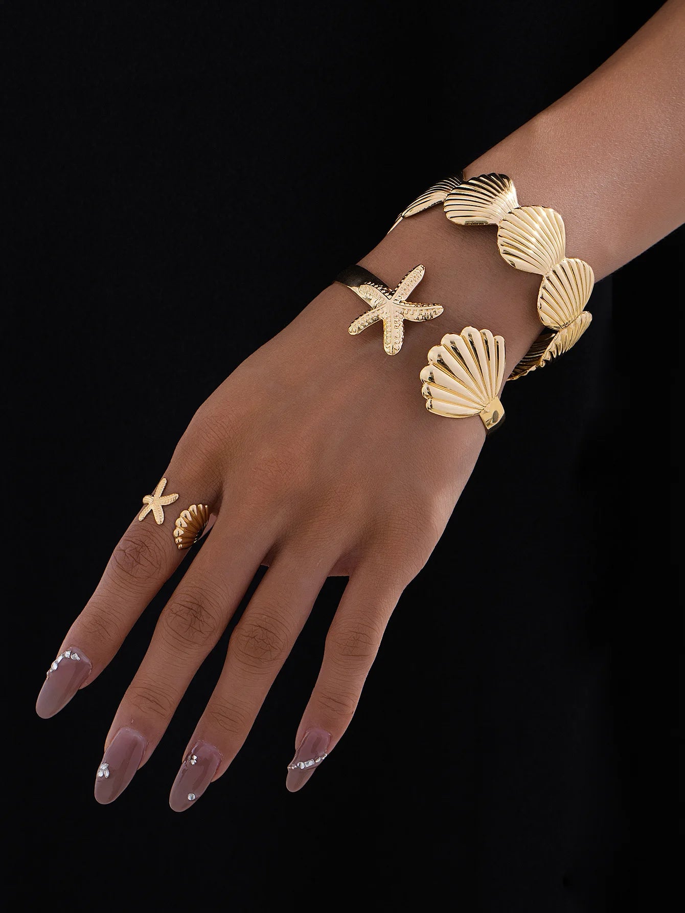 Shell Starfish Ocean Ring Set - VEYAROSE
