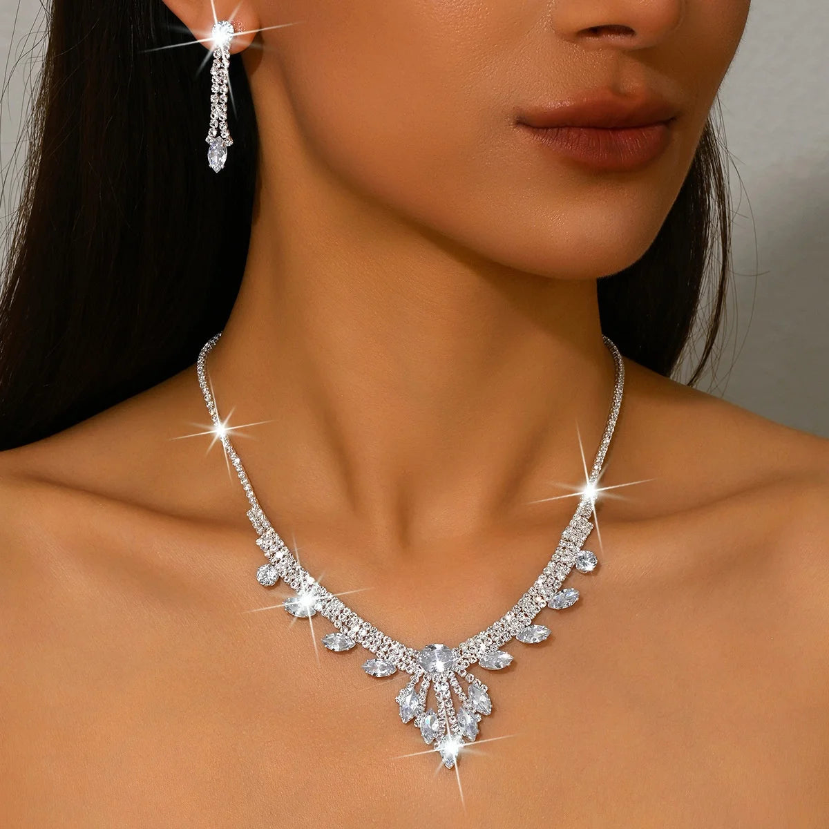 Rhinestone Drop Colorful Jewelry Set - VEYAROSE