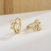 CZ Crystal Hoop Huggie Earrings - VEYAROSE