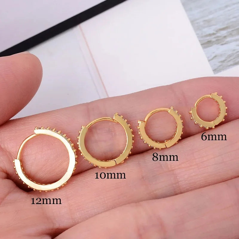 CZ Crystal Hoop Huggie Earrings Set - VEYAROSE