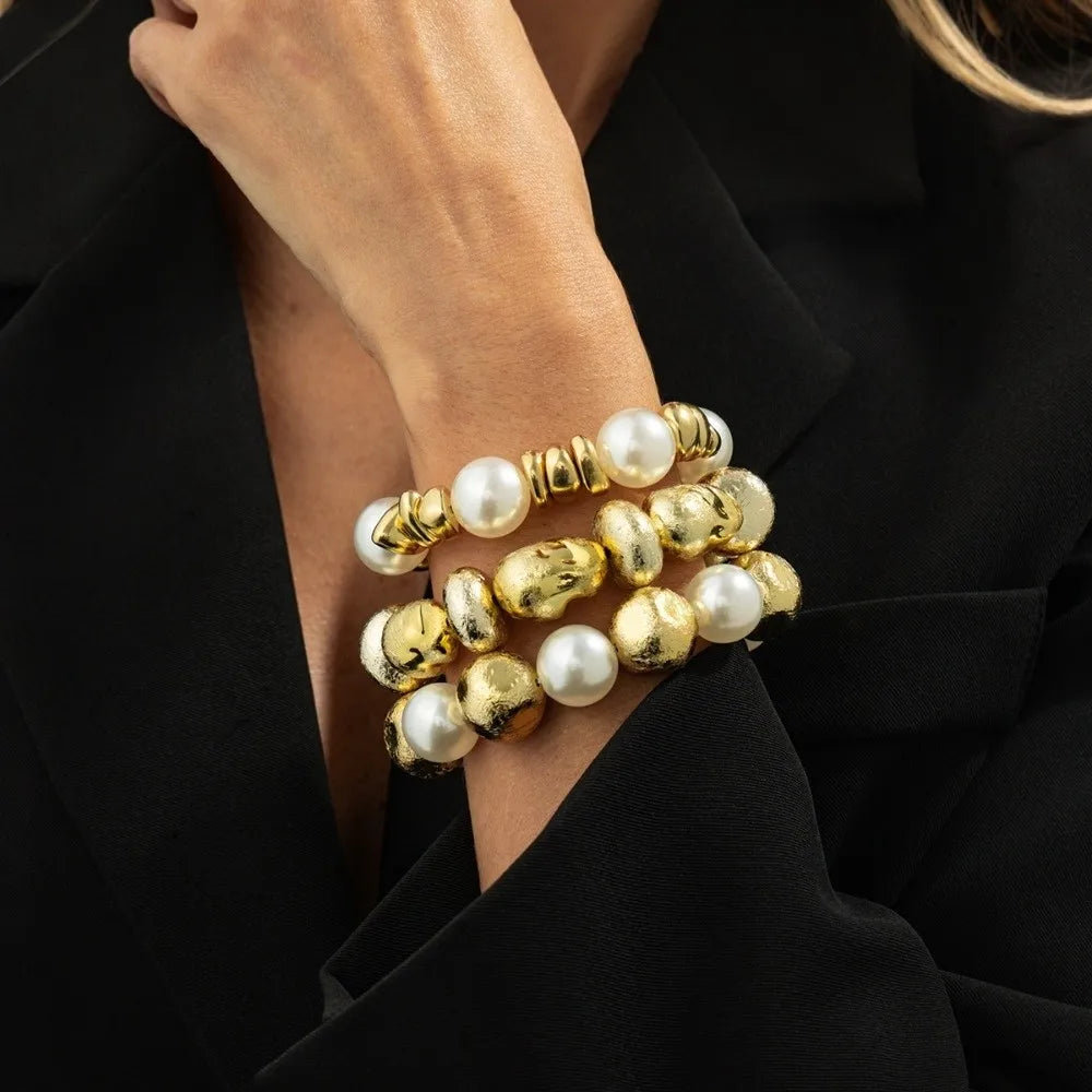 Beaded Resin Organic Bangle Bracelet Set - VEYAROSE