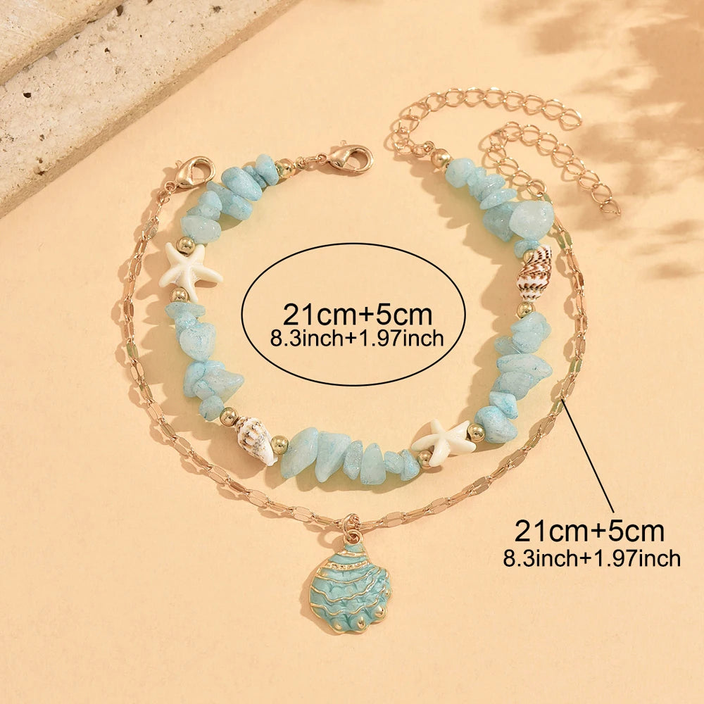 Shell Starfish Organic Anklet - VEYAROSE