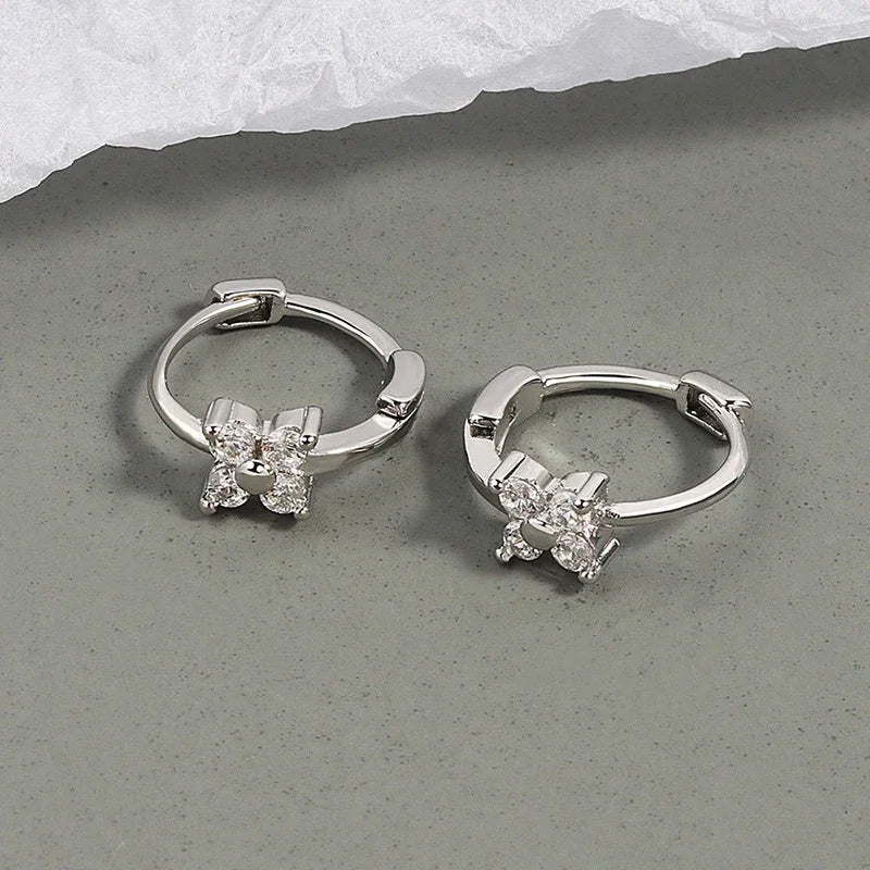 CZ Crystal Hoop Huggie Earrings - VEYAROSE