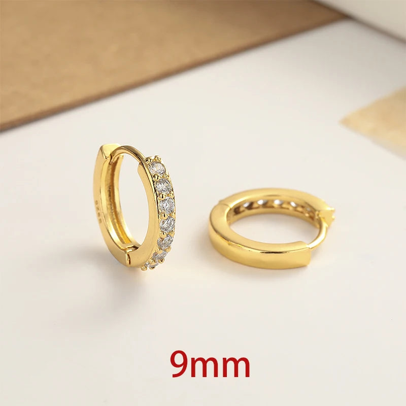 CZ Crystal Hoop Huggie Earrings - VEYAROSE