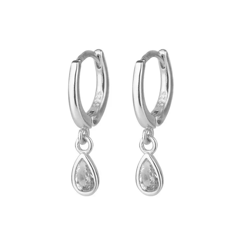 CZ Crystal Hoop Huggie Earrings - VEYAROSE