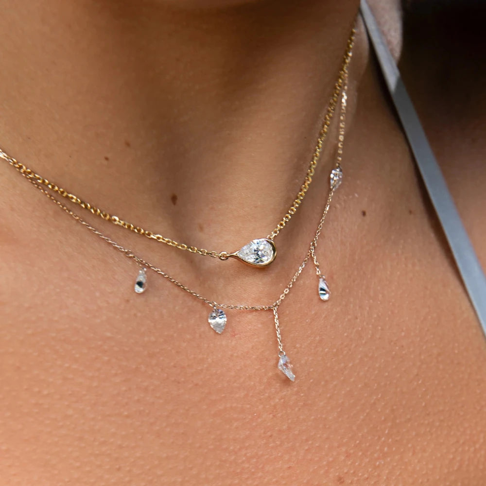 Crystal Tassel Teardrop Necklace - VEYAROSE