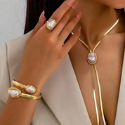 Pearl Baroque Cuff Jewelry Set - VEYAROSE
