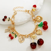 Heart Cherry Bow Bangle Bracelet - VEYAROSE